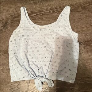 Abound Sky Blue Eyelet Tank with Knot Detail